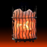 Salt Chunks in ZigZig Wrought Iron Basket Lamp