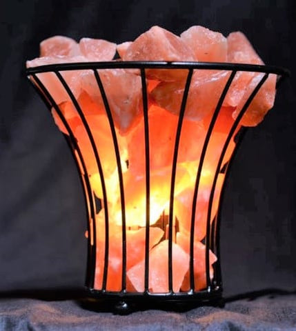 Flower Basket Lamp Iron Basket With Salt Chunks
